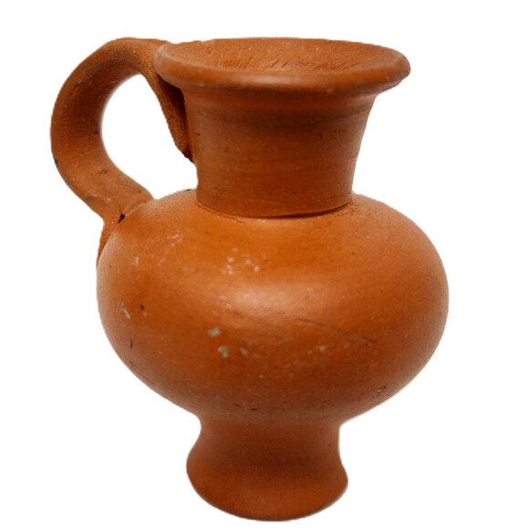 Vintage RARE Miniature Portugal Clay Jug Vase with Handpainted Floral Design - Picture 3 of 10